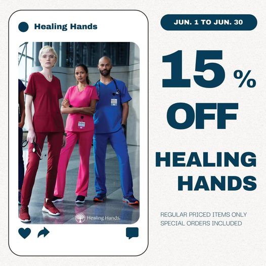 15% Off Healing Hands scrubs